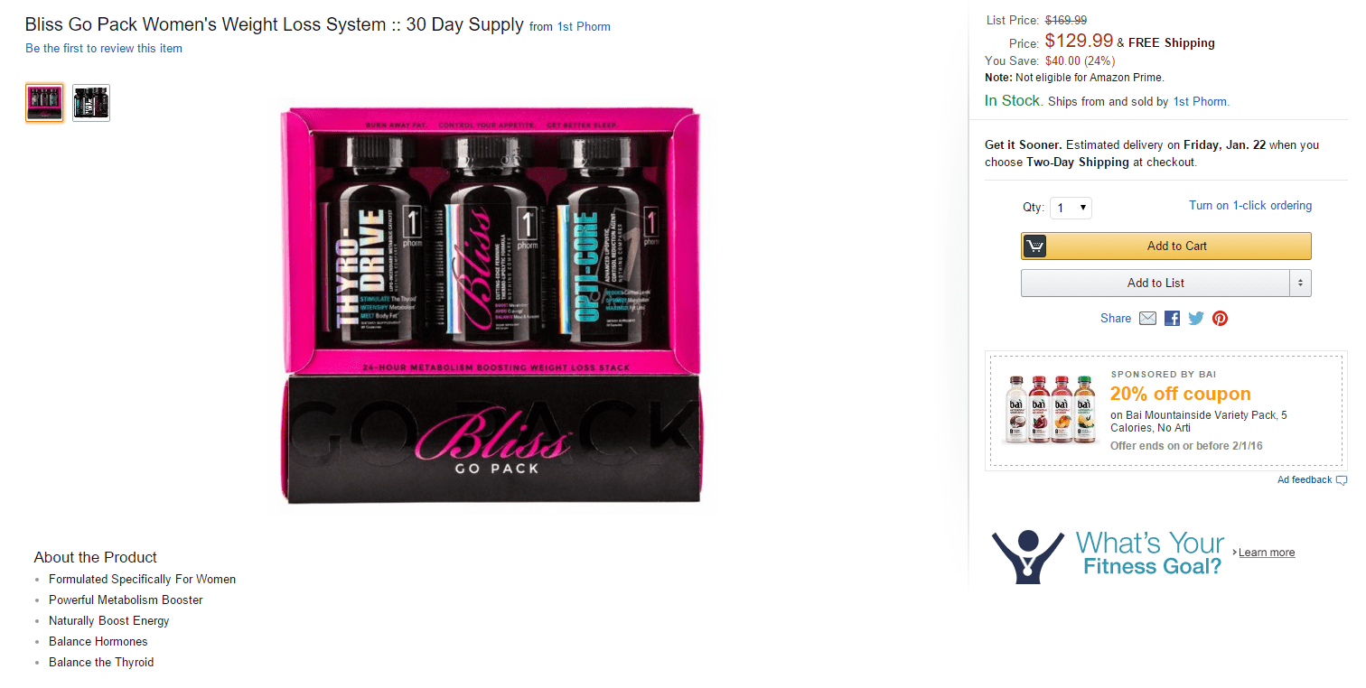 Bliss Go Pack on Amazon