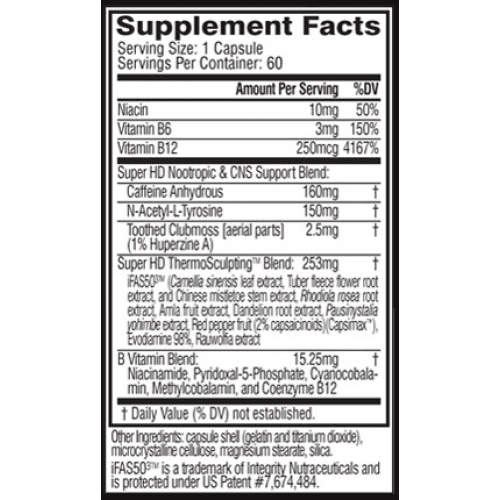 Cellucor's Super HD Supplement ingredients